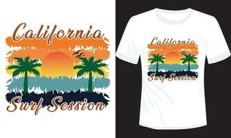 Kalifornien Surfen Session T-Shirt Design Vektor Illustration