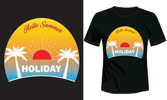 Hallo Sommer- Urlaub T-Shirt Design Vektor Illustration