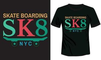 Schlittschuh Einsteigen sk8 New York Stadt T-Shirt Design Vektor Illustration