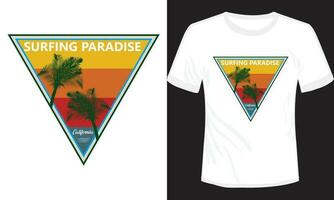 Surfen Paradies T-Shirt Design Meer Strand Vektor Illustration