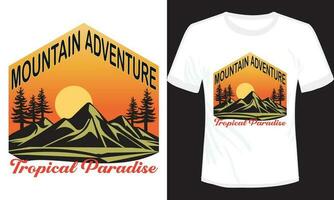 Berg Abenteuer tropisch Paradies T-Shirt Design Vektor Illustration