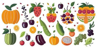 künstlerisch Darstellung von bunt Früchte im beschwingt Vektor bilden