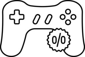 Rabatt Angebot Aufkleber auf Gamepad zum Verkauf oder Einkaufen linear Symbol. vektor