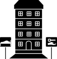 Herberge oder Hotel Gebäude Symbol vektor