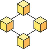 blockchain ikon eller symbol i gul Färg. vektor