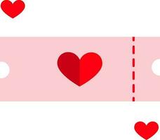 röd och rosa hjärta biljett ikon i platt stil. vektor