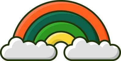 platt stil regnbåge moln färgrik ikon. vektor