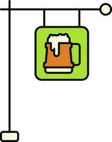 hängend Bier Bar Schild Orange und Grün Symbol. vektor