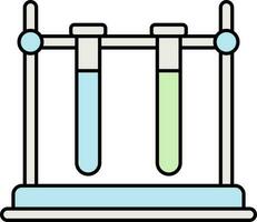 Grün und Blau Flüssigkeit Prüfung Tube Stand eben Symbol. vektor