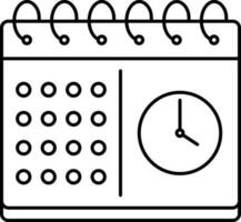 schwarz Linie Kunst von Kalender Uhr Symbol. vektor