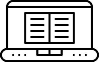 linjär stil e-bok i bärbar dator ikon. vektor