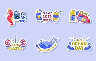 World Ocean Days Activism Sticker Set vektor