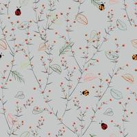 kleine Blumen mit nahtloser Mustervektorillustration der Marienkäfer vektor