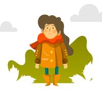 Flaches Mädchen in der Herbstsaison-Charakter-Vektor-Illustration vektor