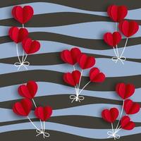 Rote Herzen formen Luftballons auf welligem Hintergrund für Mode, Stoff, Textil, Druck oder Geschenkpapier vektor