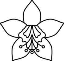 Cattleya Orchidee Blume Symbol im schwarz Umriss. vektor