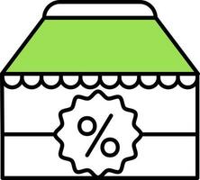 grön och vit Färg affär med procentsats märka ikon. vektor