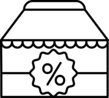 svart linje konst illustration av affär med procentsats märka ikon. vektor