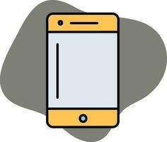 Blau und Gelb Farbe Smartphone Symbol auf grau Hintergrund. vektor