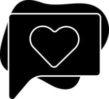 glyf stil kärlek chatt ikon på svart bakgrund. vektor