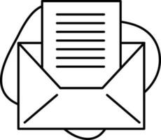 Briefumschlag mit Papier Symbol auf Weiß Hintergrund. vektor