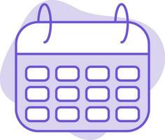 platt stil kalender ikon på lila bakgrund. vektor