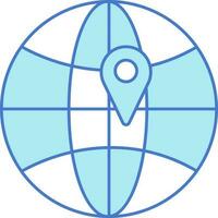 värld plats ikon i blå och vit Färg. vektor