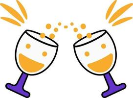 Illustration von Paar Prost trinken Glas Orange und violett Symbol. vektor