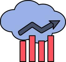 Blau und rot Wolke Analyse Symbol oder Symbol. vektor