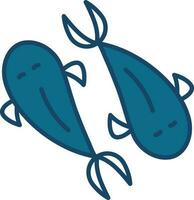 illustration av fiskar ikon i blå Färg. vektor
