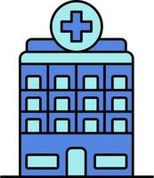 Krankenhaus Gebäude Symbol im Blau Farbe. vektor