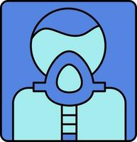 Vernebler Sauerstoff Maske zum Asthmatiker Symbol im Blau Farbe. vektor