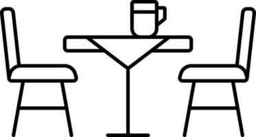 Tabelle und Stuhl Symbol im schwarz Umriss. vektor