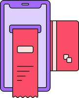 röd och lila Färg uppkopplad mottagande i smartphone ikon. vektor