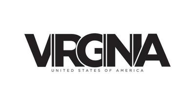 virginia, USA typografi slogan design. Amerika logotyp med grafisk stad text för skriva ut och webb. vektor