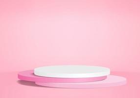 3D-Anzeige Produkt abstrakte minimale Szene mit geometrischen Podium Plattform Zylinder Hintergrund Vektor 3D-Rendering mit Podium stehen für kosmetische Produkte Bühne Schaufenster auf Sockel 3d rosa Studio