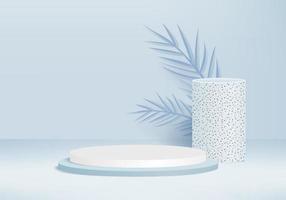 3D-Hintergrundproduktanzeige-Podiumszene mit geometrischem Plattformhintergrundvektor 3d-Rendering mit Podeststand, um kosmetische Produkte Bühnenschaufenster auf Sockelanzeige-Blau-Studio zu zeigen