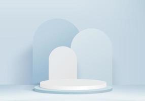 3D-Hintergrundproduktanzeige-Podiumszene mit geometrischem Plattformhintergrundvektor 3d-Rendering mit Podeststand, um kosmetische Produkte Bühnenschaufenster auf Sockelanzeige-Blau-Studio zu zeigen