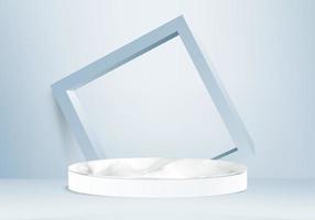 3D-marmorsten bakgrundsprodukter visar pallplats med geometrisk plattformsvektor 3D-rendering med pallstativ för att visa kosmetiska produkter scenuppvisning på piedestalskärm blå studio vektor