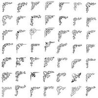 vektor illustration av dekorativ hörn ram uppsättning. uppsättning hand dra av hörn annorlunda former blomma dekoration vektor design klotter skiss stil för bröllop och baner