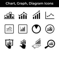 Diagram, Graf, och diagram ikoner för företag presentation vektor