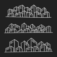 hand dragen stadsbild på svarta tavlan vektor
