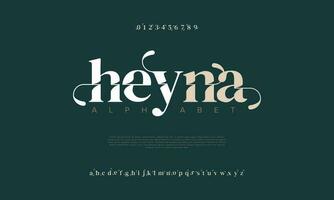 heyna elegant Alphabet Briefe Schriftart und Nummer. klassisch Beschriftung minimal Mode Entwürfe. Typografie modern serif Schriftarten dekorativ Jahrgang Design Konzept. Vektor Illustration