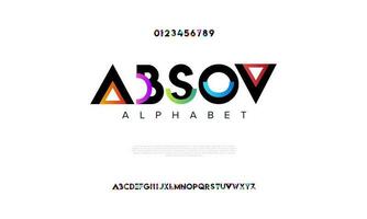 geometrisk absov abstrakt digital teknologi logotyp font alfabet. minimal modern urban typsnitt för logotyp, varumärke etc. typografi typsnitt versal små bokstäver och siffra. vektor illustration