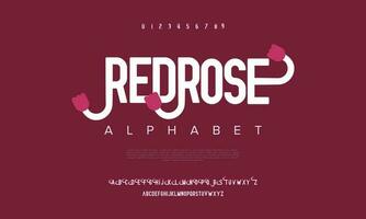 rote Rose abstrakt Digital Technologie Logo Schriftart Alphabet. minimal modern städtisch Schriftarten zum Logo, Marke usw. Typografie Schrift Großbuchstaben Kleinbuchstaben und Nummer. Vektor Illustration