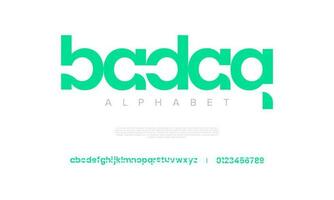 badaq abstrakt Digital Technologie Logo Schriftart Alphabet. minimal modern städtisch Schriftarten zum Logo, Marke usw. Typografie Schrift Großbuchstaben Kleinbuchstaben und Nummer. Vektor Illustration