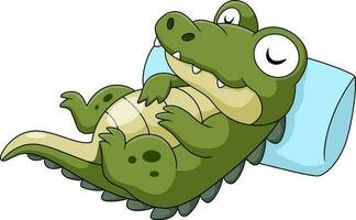 söt bebis krokodil tecknad serie sovande vektor