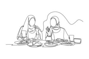 kontinuierlich einer Linie Zeichnung glücklich islamisch Neu Jahr Konzept. Single Linie zeichnen Design Vektor Grafik Illustration.