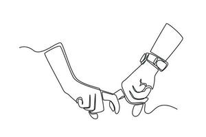 Single einer Linie Zeichnung Freundschaft Tag Konzept. kontinuierlich Linie zeichnen Design Grafik Vektor Illustration.