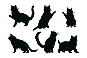 süß Zuhause Katze Vektor Design auf ein Weiß Hintergrund. katzenartig Stehen Silhouette einstellen Vektor. süß Katze Sitzung Silhouette bündeln Design. Katze Stehen im anders Positionen Silhouette Sammlung.